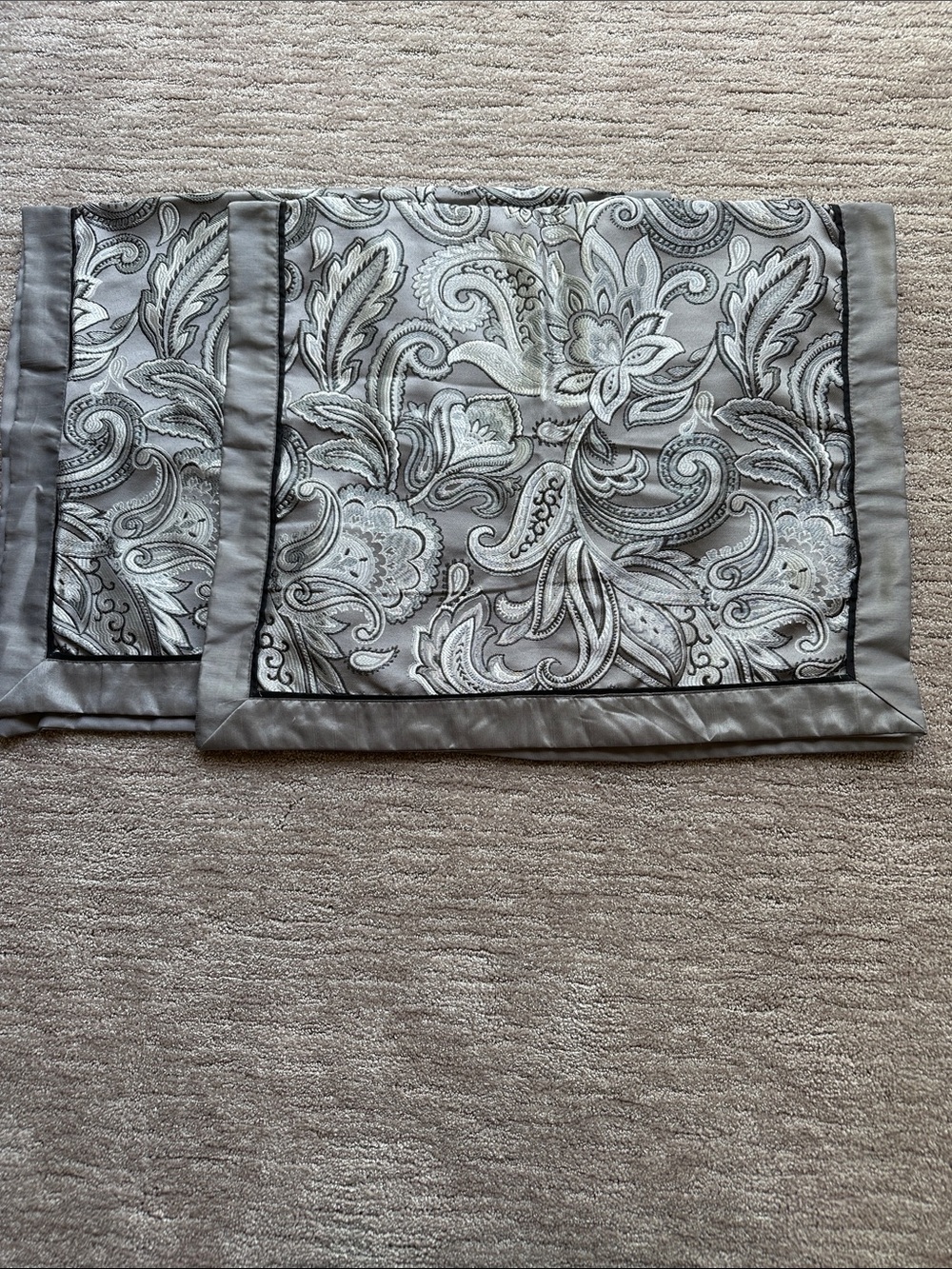 Silver Gray Paisley Decorative Throw Pillow Sham